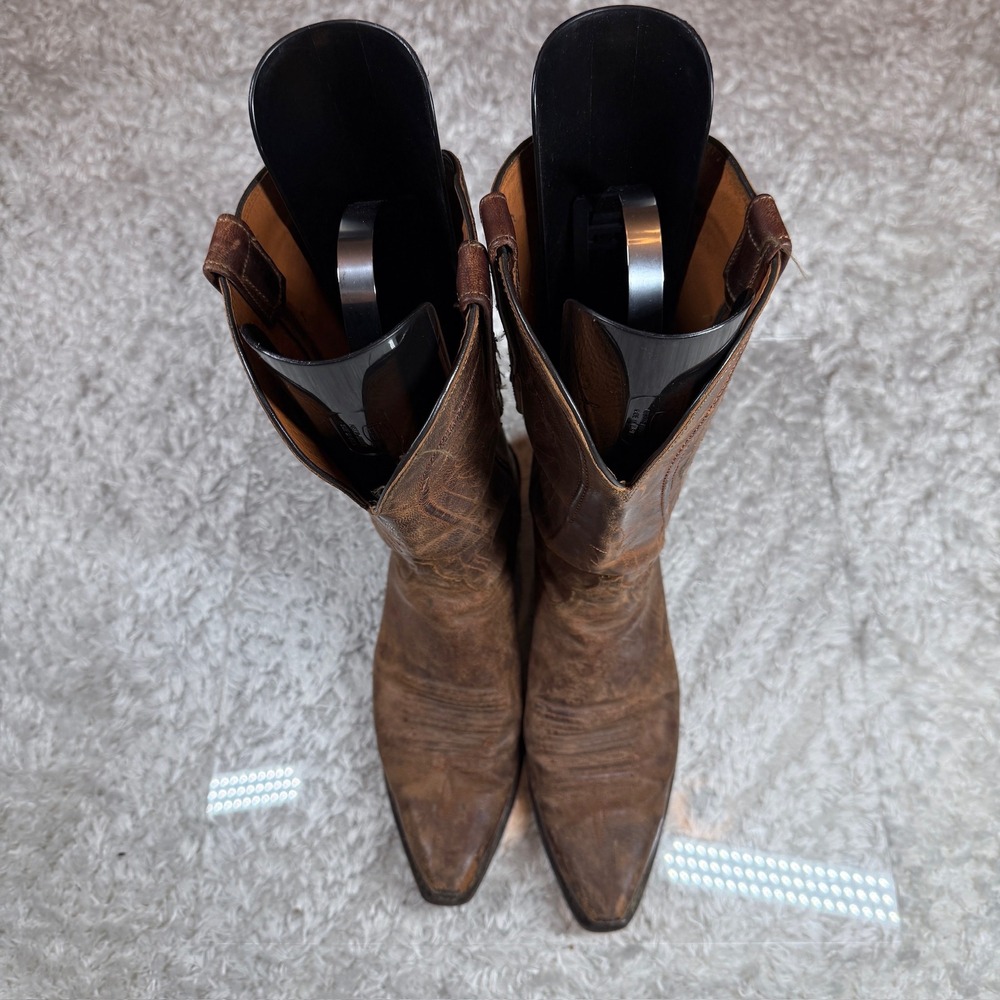 Lucchese Boots Vintage 9.5 B Brown Leather Cowgirl Western Vintage N4766 Rodeo - Picture 3 of 16